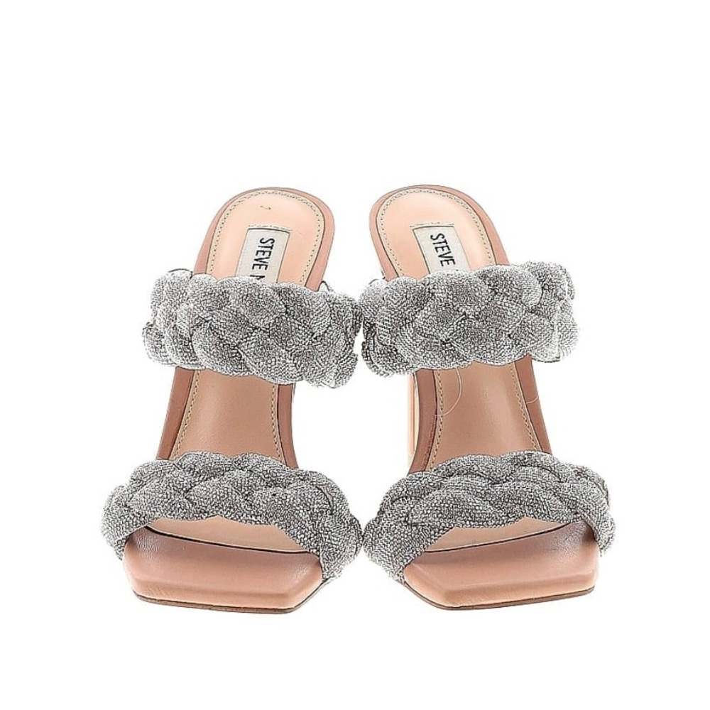 Steve Madden Silver Braided Heeled Sandals